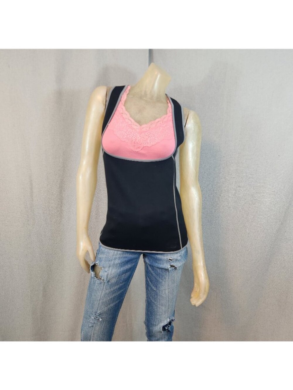 BCG Black Slimmer Tank Top Sleeveless Shirt Workout Racer Back SMALL Sauna Sweat - Picture 2 of 8